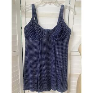 Beach CABANA Women’s One-piece Swimsuit Dress Underwire Polka Dot Sz 1X